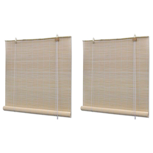 Bamboo Roller Blinds 2 pcs 120x160 cm Natural