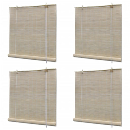 Bamboo Roller Blinds 4 pcs 120x160 cm Natural