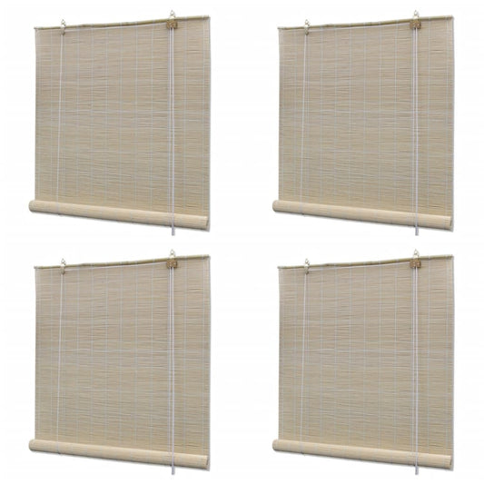 Bamboo Roller Blinds 4 pcs 120x160 cm Natural