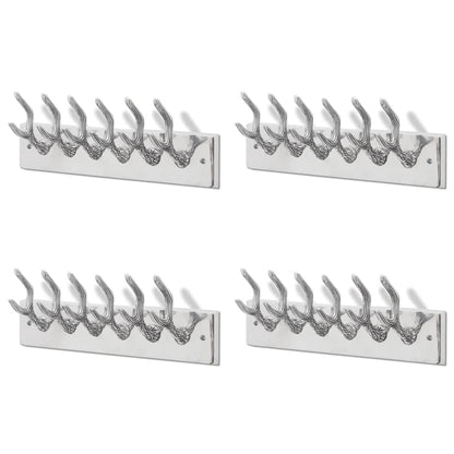 Wardrobe Coat Hooks 4 pcs Silver Aluminium