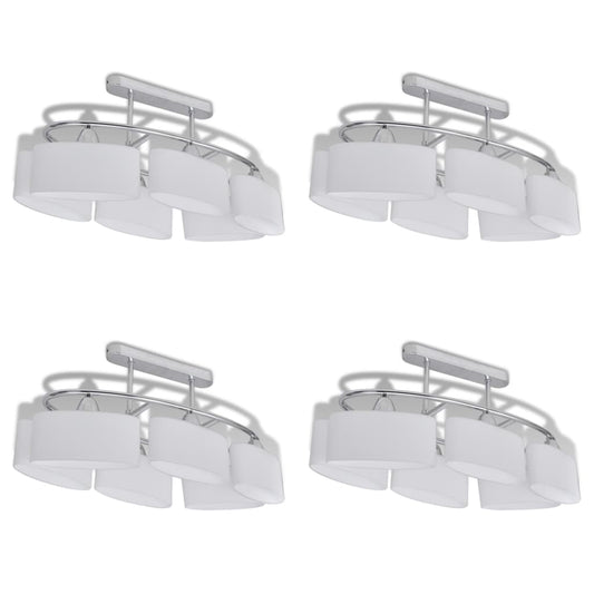 Ceiling Lamp with Ellipsoid Glass Shades 4 pcs E14