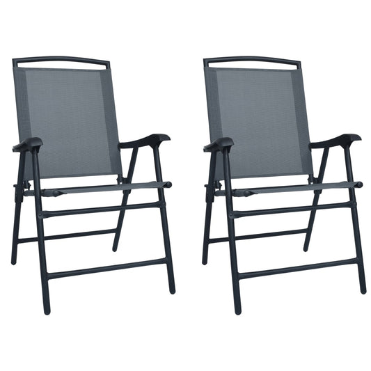 Folding Garden Chairs 2 pcs Texilene Grey