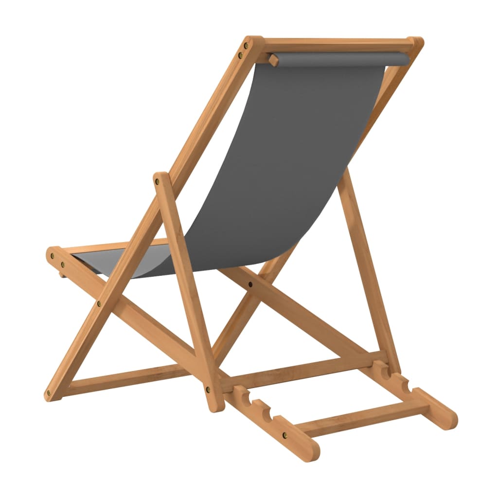 Beach Chair | Grey | Teak wood | Standard | Multi-Position Backrest