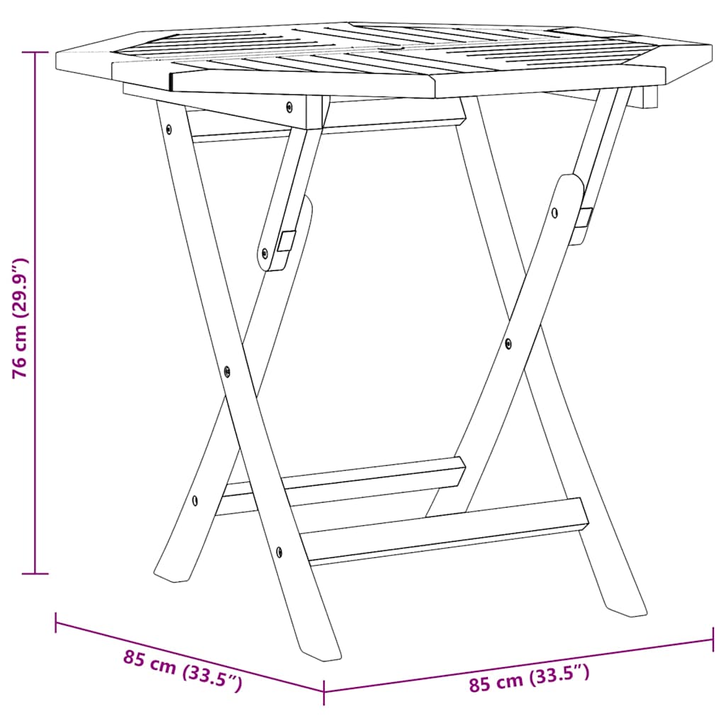 47418 vidaXL Folding Garden Table 85x85x76 cm Solid Teak Wood