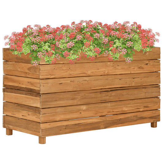 Raised Bed | Natural Wood | Recycled Teak Wood and Steel | Medium