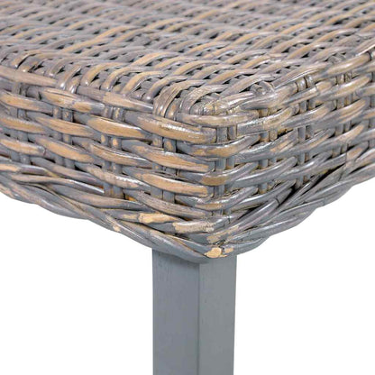 285789 vidaXL Bench 110 cm Grey Natural Kubu Rattan and Solid Mahogany Wood