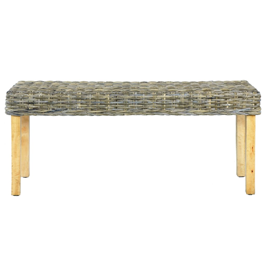 Bench 110 cm Natural Kubu Rattan and Solid Mahogany Wood
