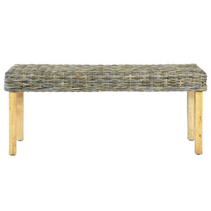 Bench 110 cm Natural Kubu Rattan and Solid Mahogany Wood