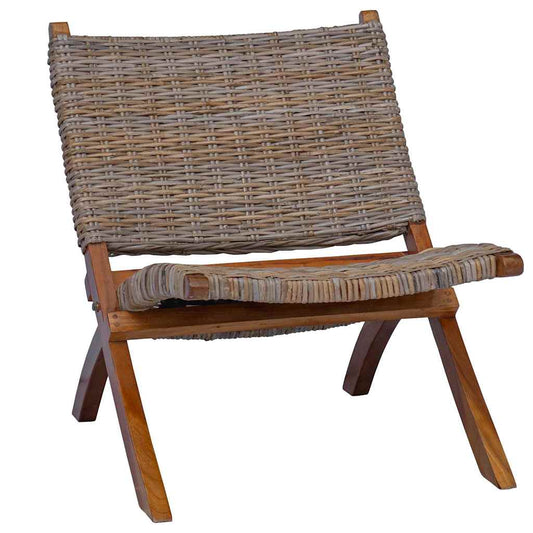 Relaxing Chair | Natural Brown | Kubu Rattan and Solid Mahogany | Medium