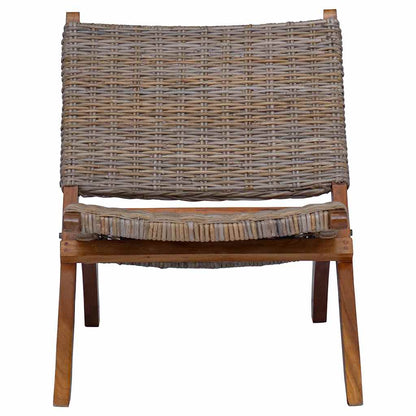 Relaxing Chair Natural Kubu Rattan and Solid Mahogany Wood