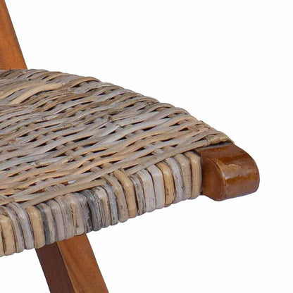 285803 vidaXL Relaxing Chair Natural Kubu Rattan and Solid Mahogany Wood