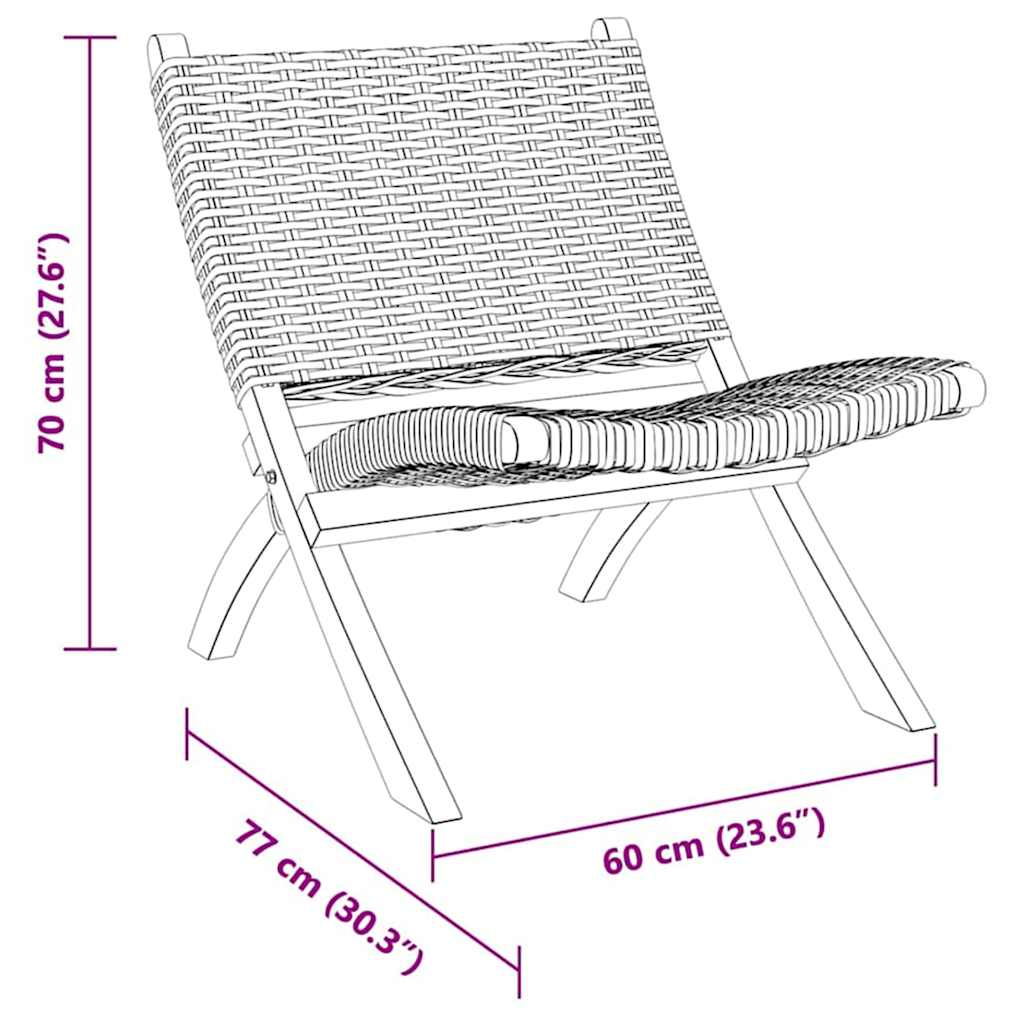 285803 vidaXL Relaxing Chair Natural Kubu Rattan and Solid Mahogany Wood