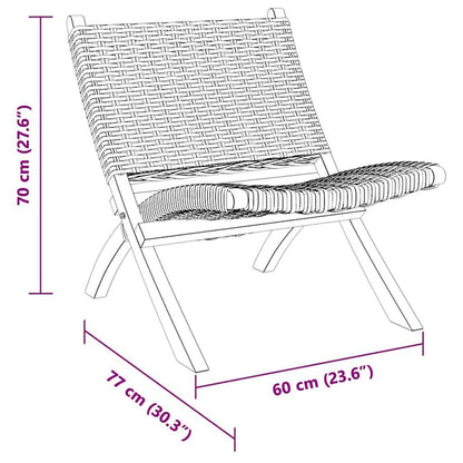 285803 vidaXL Relaxing Chair Natural Kubu Rattan and Solid Mahogany Wood