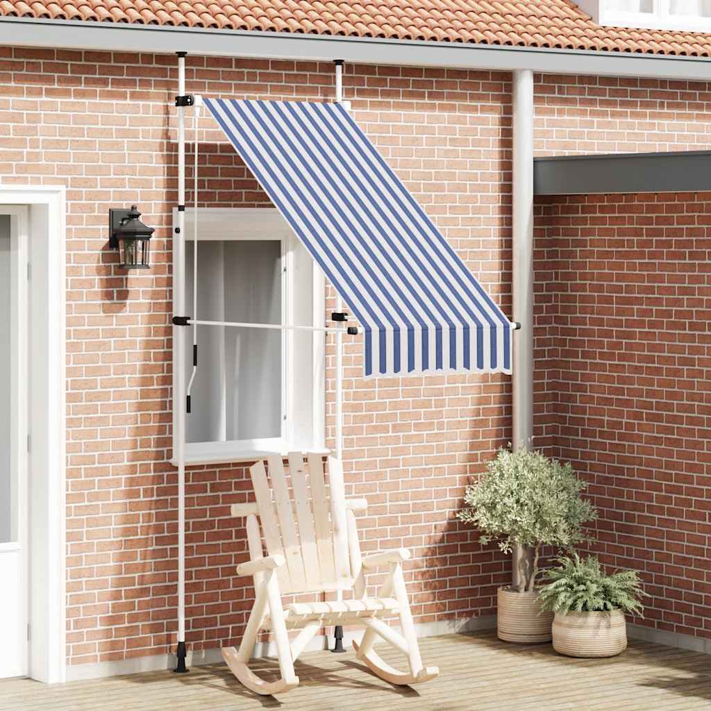 Manual Retractable Awning 100 cm Blue and White Stripes