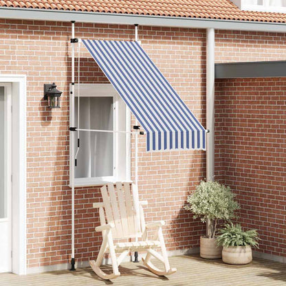 145829 vidaXL Manual Retractable Awning 100 cm Blue and White Stripes