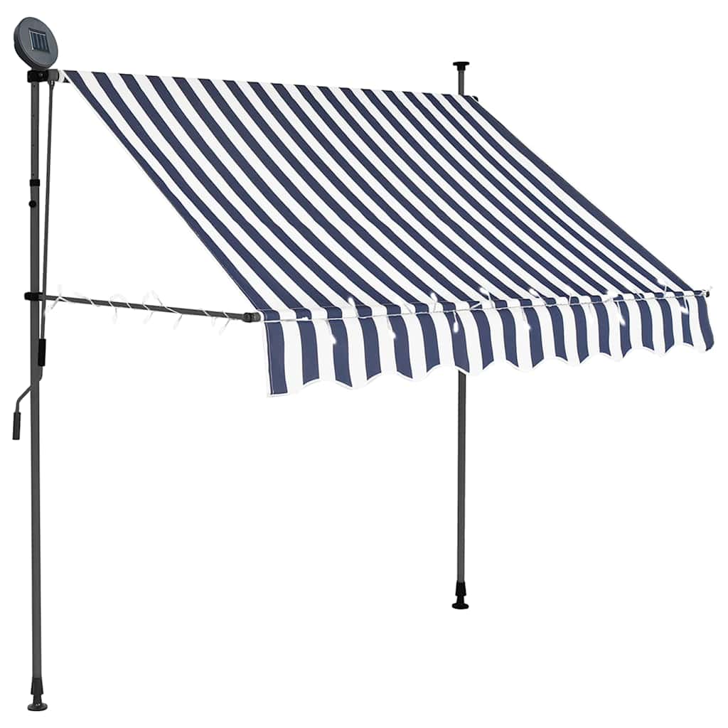 Manual Retractable Awning with LED 100 cm Blue and White