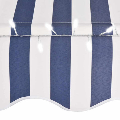 Manual Retractable Awning with LED 100 cm Blue and White