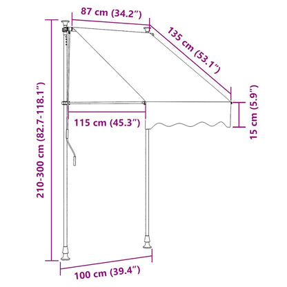 Manual Retractable Awning with LED 100 cm Blue and White