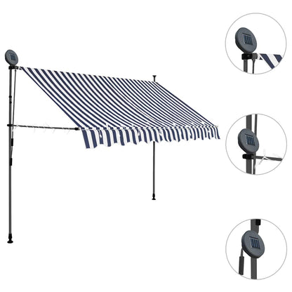 Manual Retractable Awning with LED 250 cm Blue and White