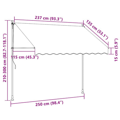 Manual Retractable Awning with LED 250 cm Blue and White