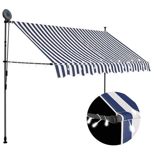Retractable Awning | Blue and White | Polyester with PU coating