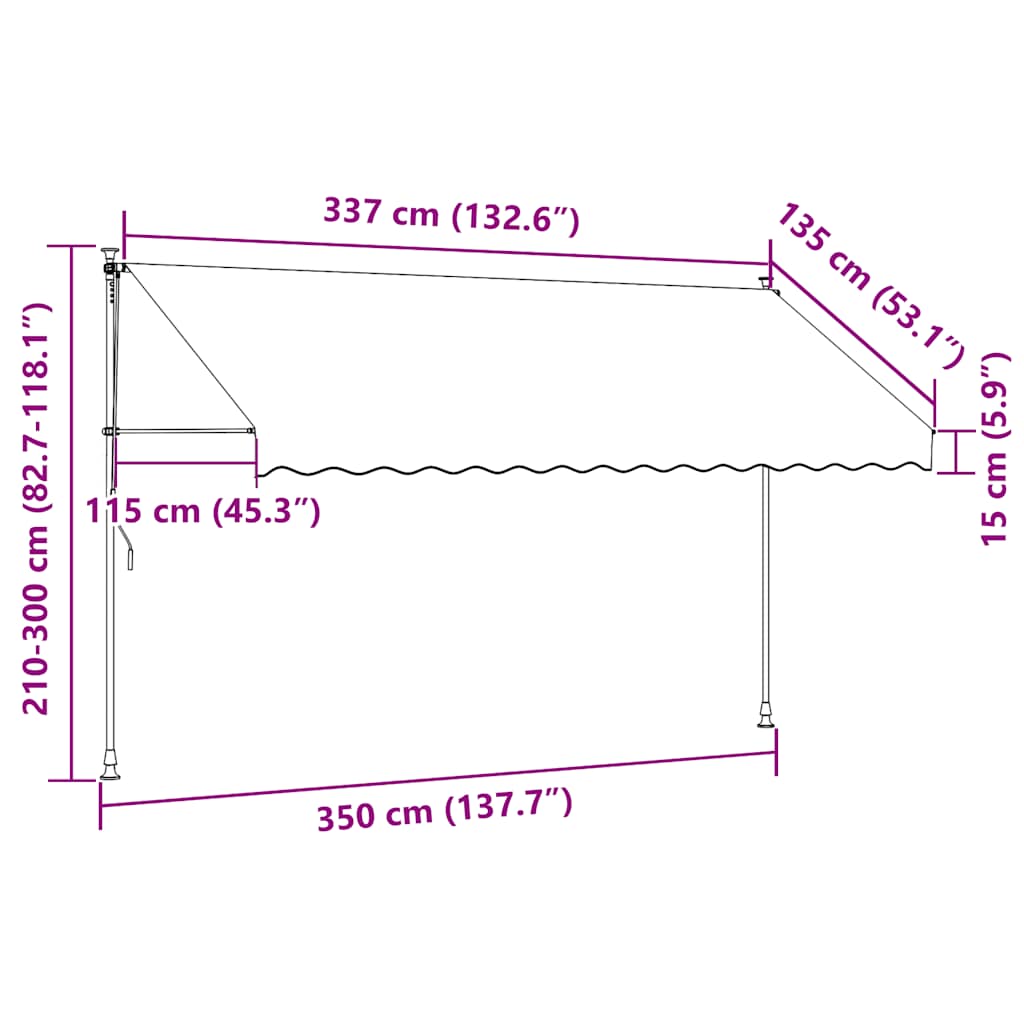Manual Retractable Awning with LED 350 cm Blue and White