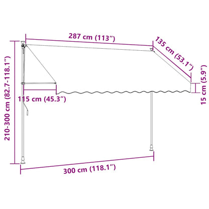 Manual Retractable Awning with LED 300 cm Yellow and Blue