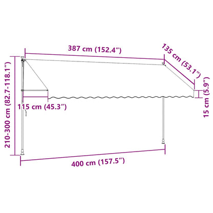 Manual Retractable Awning with LED 400 cm White and Orange