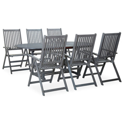 Garden Dining Set | Grey | Solid Acacia Wood | 7 Piece Set | Foldable