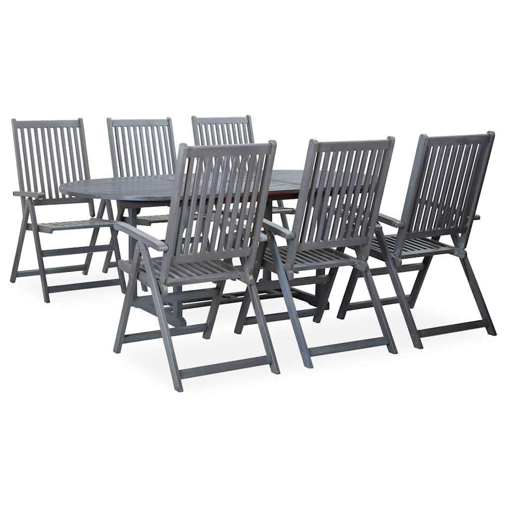 47278 vidaXL 7 Piece Outdoor Dining Set Solid Acacia Wood Grey