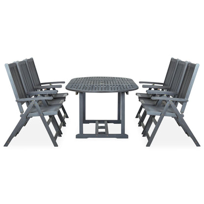 Garden Dining Set | Grey | Solid Acacia Wood | 7 Piece Set | Foldable