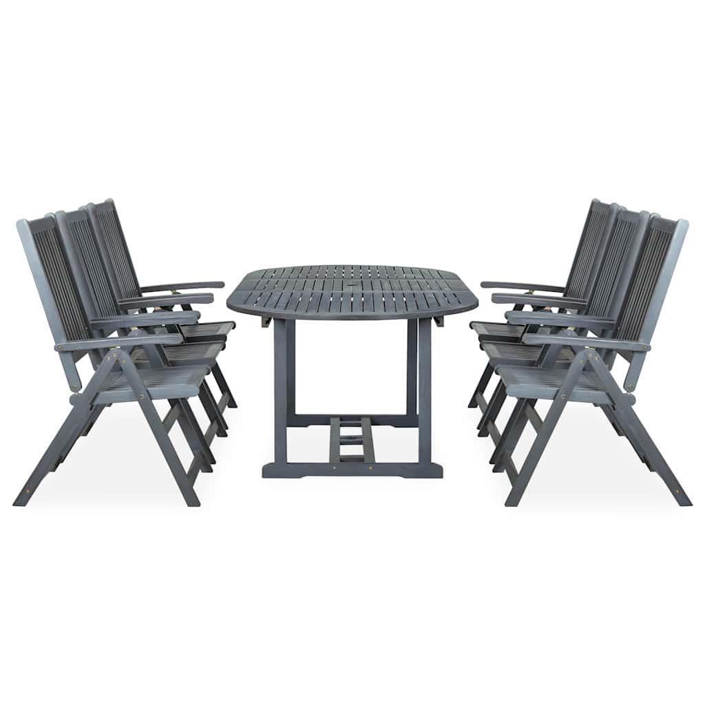 47278 vidaXL 7 Piece Outdoor Dining Set Solid Acacia Wood Grey