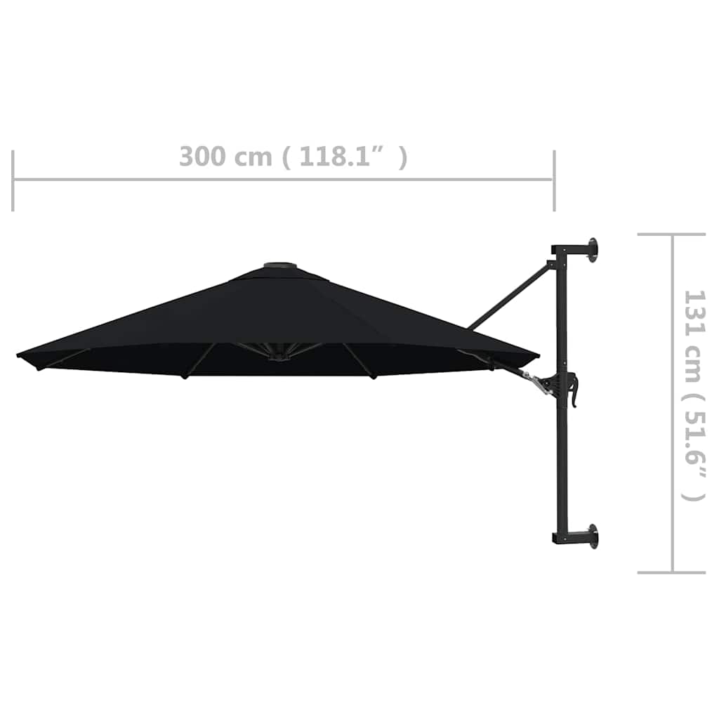 Parasol | Black | Polyester, Metal | Large | Tiltable | Parasol