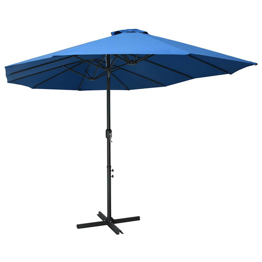 Garden Parasol | Blue | Polyester fabric, Aluminium pole and ribs | Large
