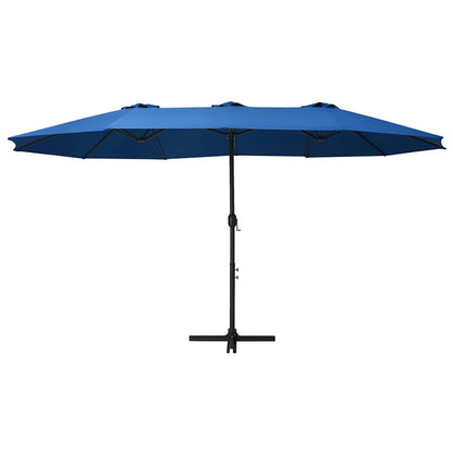 Garden Parasol | Blue | Polyester fabric, Aluminium pole and ribs | Large