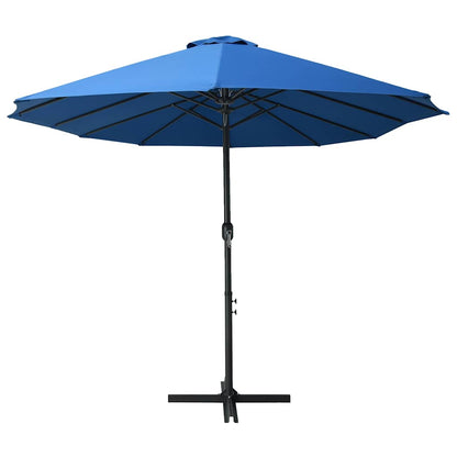 Garden Parasol | Blue | Polyester fabric, Aluminium pole and ribs | Large