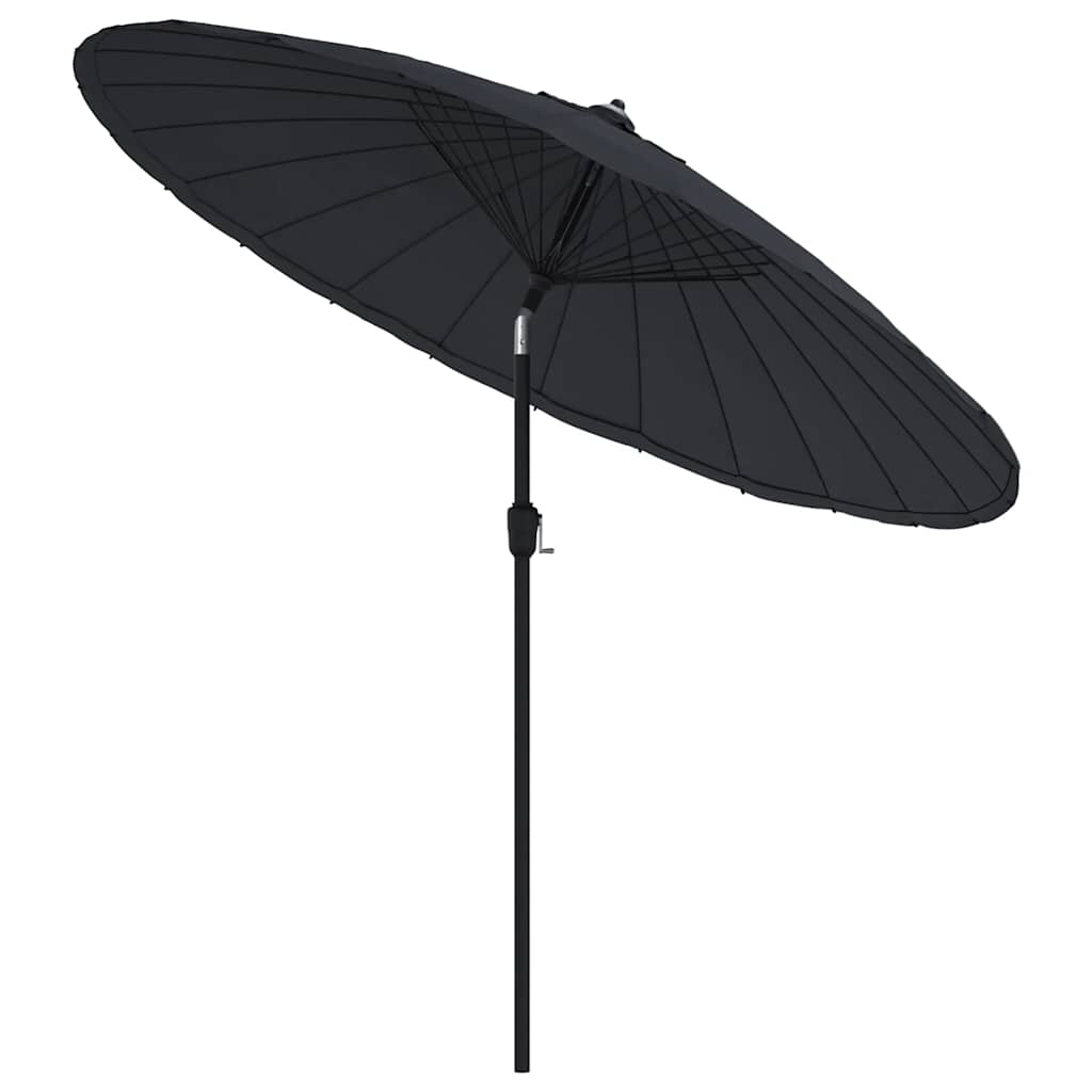 Garden Parasol | Black | Polyester, Aluminium | Medium | Retractable