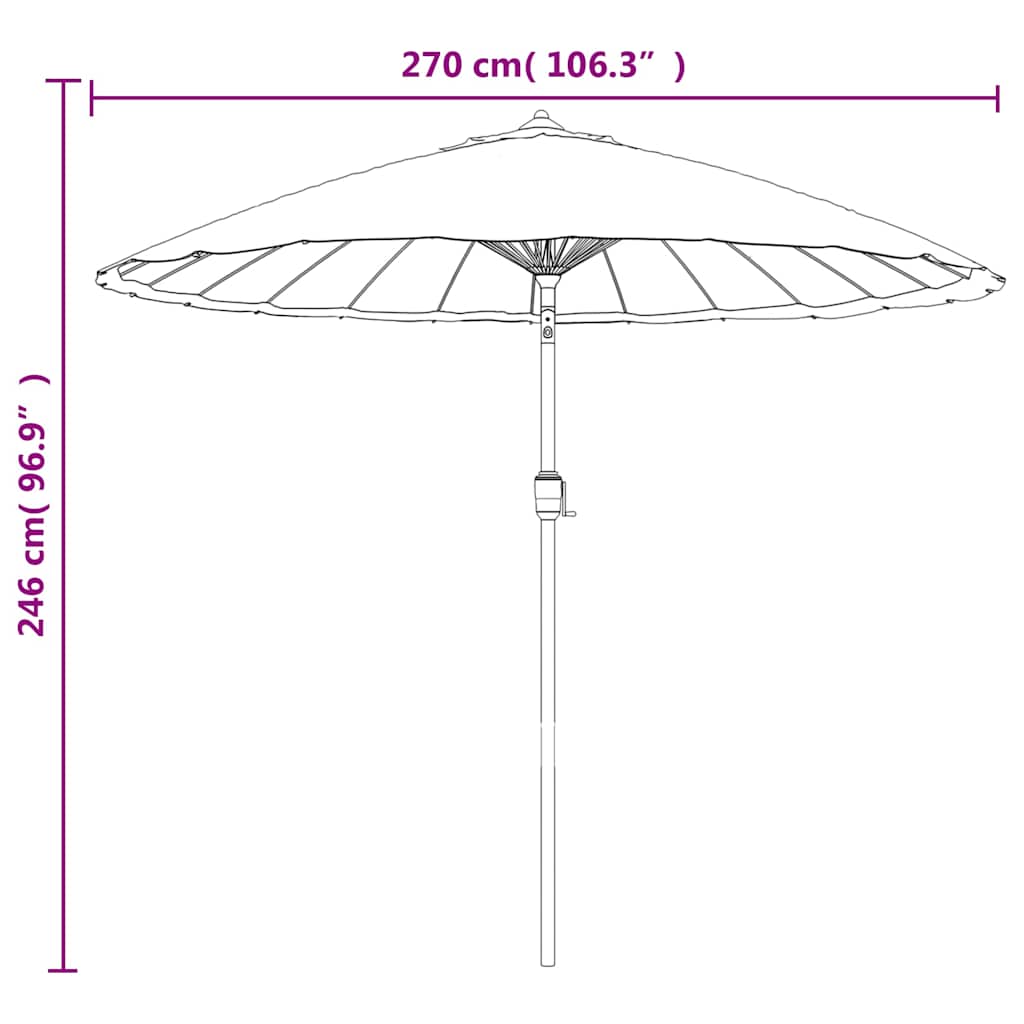 Garden Parasol | Black | Polyester, Aluminium | Medium | Retractable