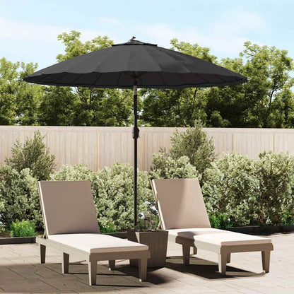 Garden Parasol | Black | Polyester, Aluminium | Medium | Retractable