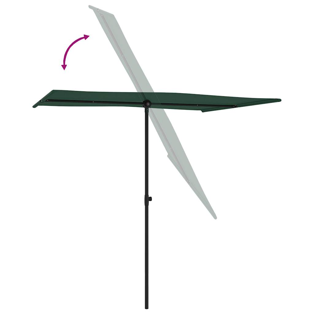 Garden Parasol | Green | Polyester | Large | Height-Adjustable