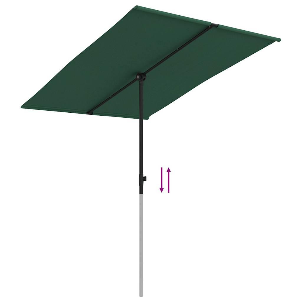 Garden Parasol | Green | Polyester | Large | Height-Adjustable
