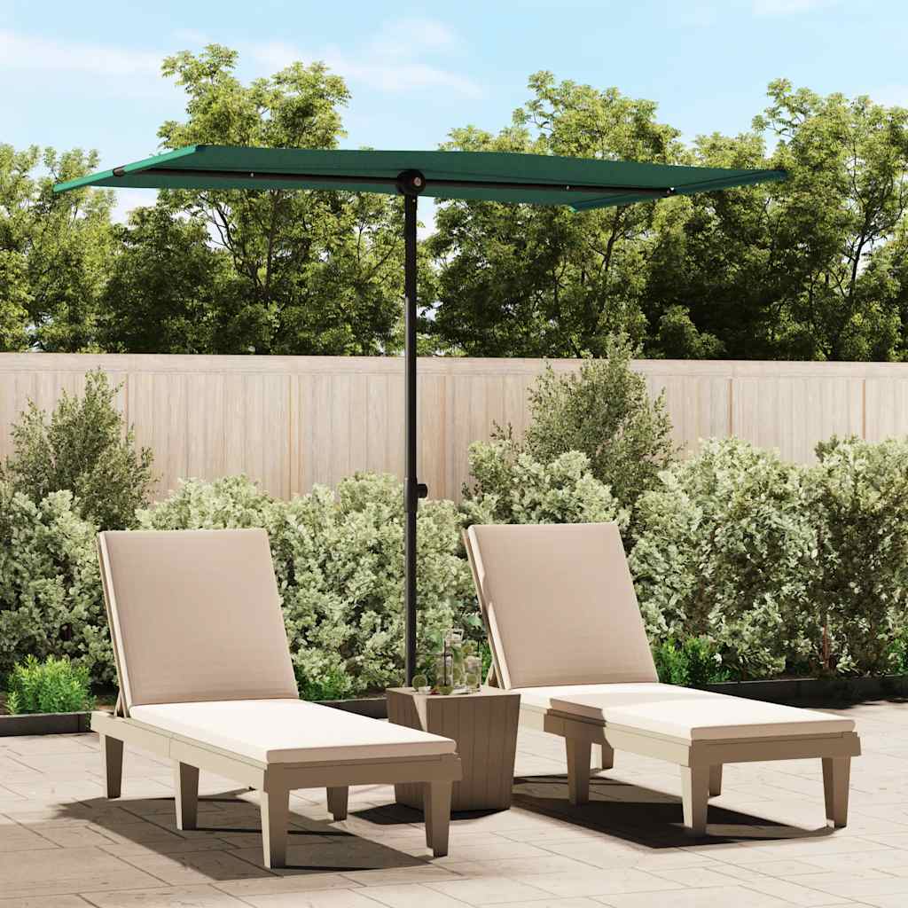 Garden Parasol | Green | Polyester | Large | Height-Adjustable
