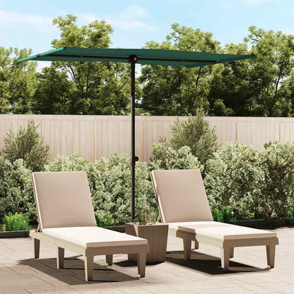 Garden Parasol | Green | Polyester | Large | Height-Adjustable