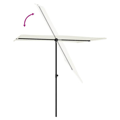 Garden Parasol | Sand White | Polyester, Aluminium | 2x1.5 m