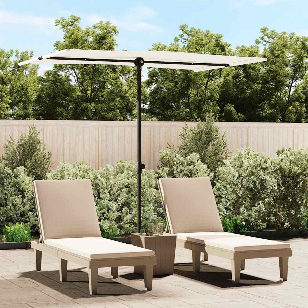 Garden Parasol | Sand White | Polyester, Aluminium | 2x1.5 m