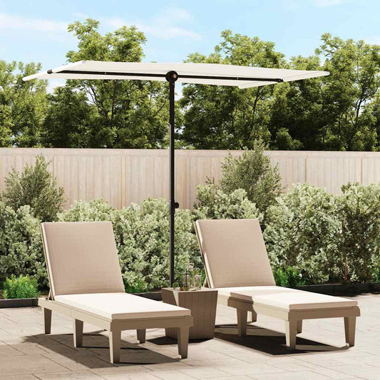 Garden Parasol | Sand White | Polyester, Aluminium | 2x1.5 m