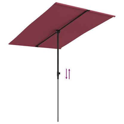 Garden Parasol | Bordeaux Red | Polyester, Aluminium | 2x1.5 m
