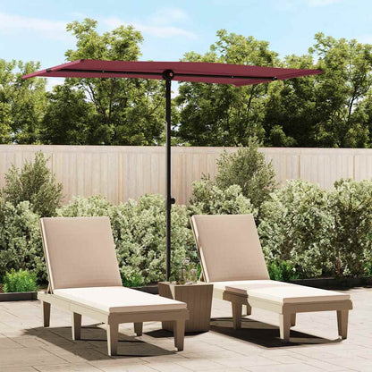 Garden Parasol | Bordeaux Red | Polyester, Aluminium | 2x1.5 m