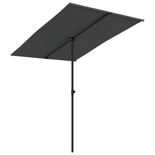 Garden Parasol | Black | Polyester, Aluminium | 2x1.5 m | Rotatable