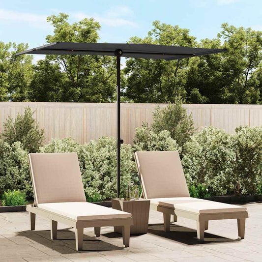Garden Parasol | Black | Polyester, Aluminium | 2x1.5 m | Rotatable